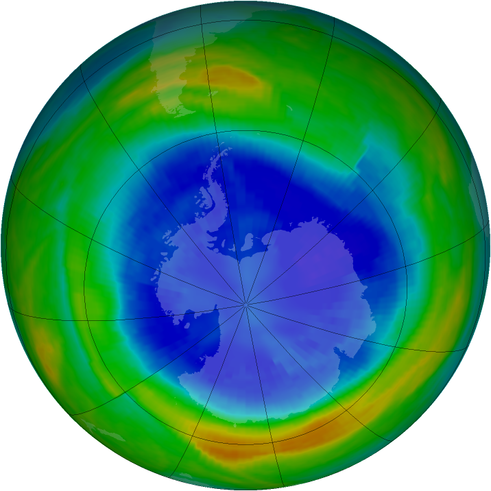 Antarctic ozone map for 10 September 1990